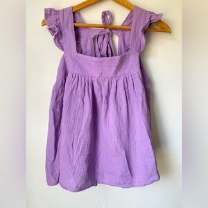 Meet Me In Santorini Top Women’s Large Babydoll Purple Tank Gauze